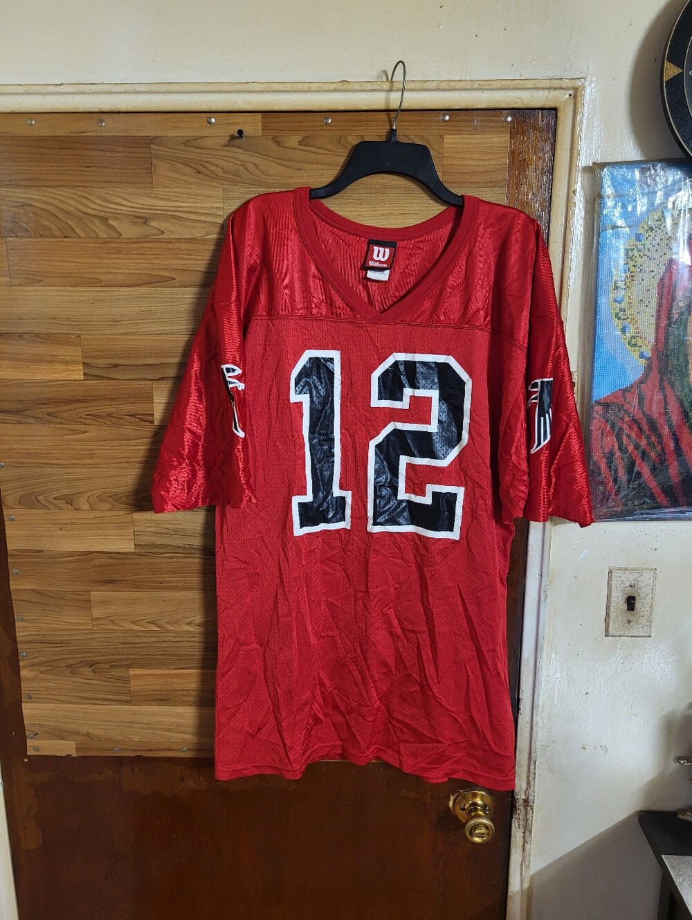 Vintage Wilson Atlanta Falcons #12 NFL Equipment Jersey Red Mens Large